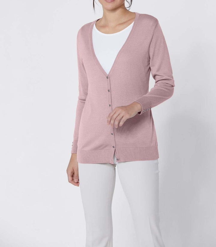 CRéATION L PREMIUM Damen Luxus-Strickjacke, rosé