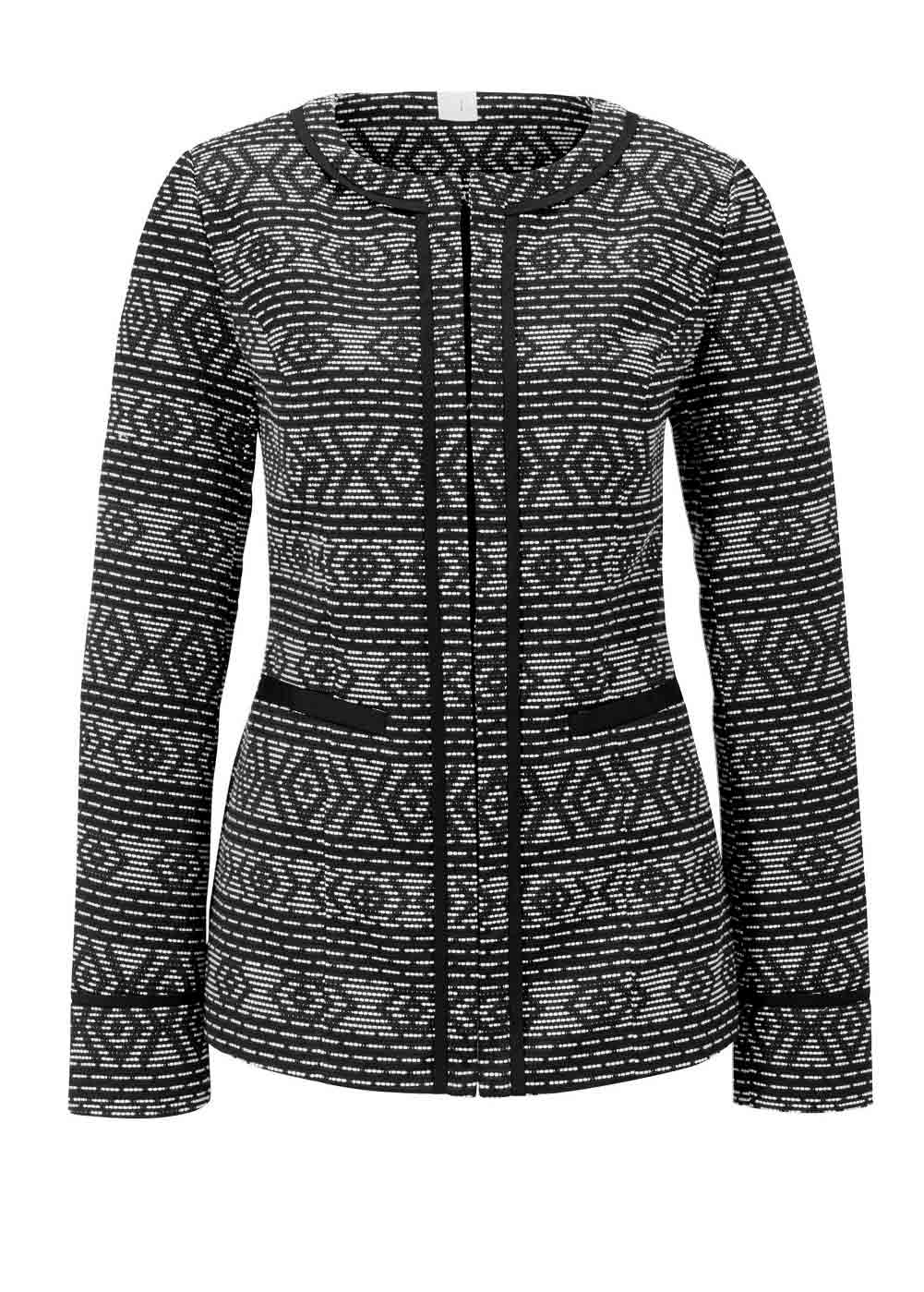 HEINE Damen Jacquardjacke, schwarz-offwhite