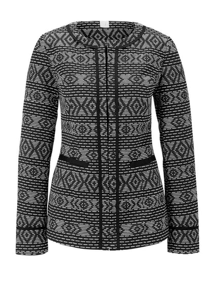 HEINE Damen Jacquardjacke, schwarz-offwhite