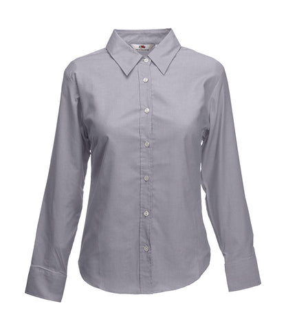 Fruit of the Loom Oxford Shirt Long Sleeve Lady-Fit Damen Marken Langarm Bluse