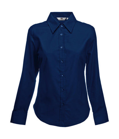 Fruit of the Loom Oxford Shirt Long Sleeve Lady-Fit Damen Marken Langarm Bluse