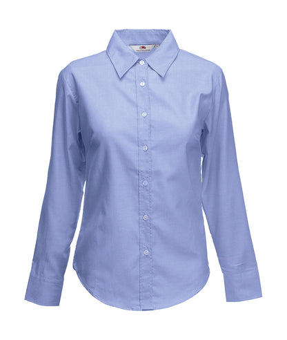 Fruit of the Loom Oxford Shirt Long Sleeve Lady-Fit Damen Marken Langarm Bluse