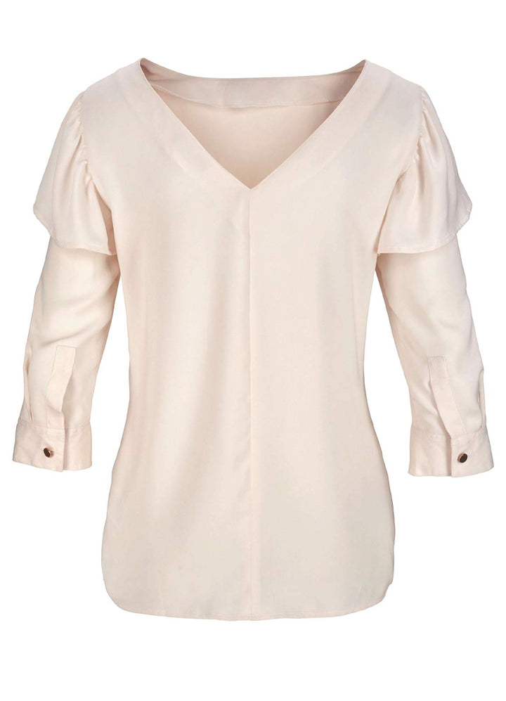 Vivance Collection Damen Bluse mit Rüschen, natur
