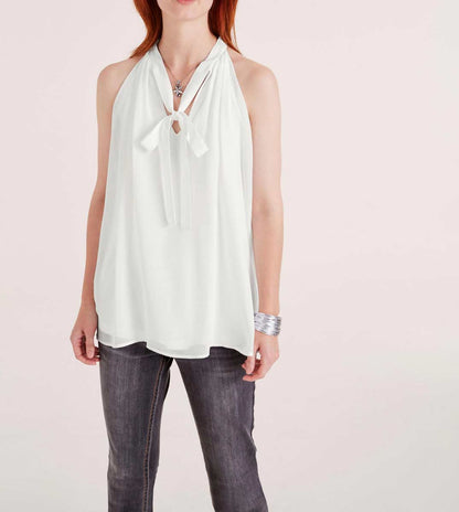 Heine Damen Chiffonbluse, ecru