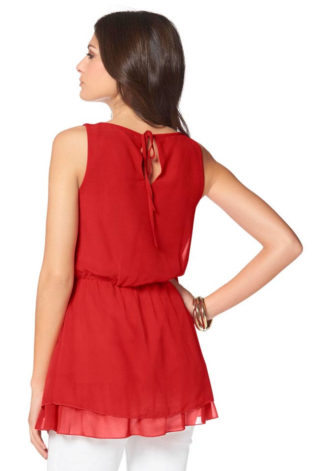 Vivance Collection Damen Chiffon-Blusentop, rot