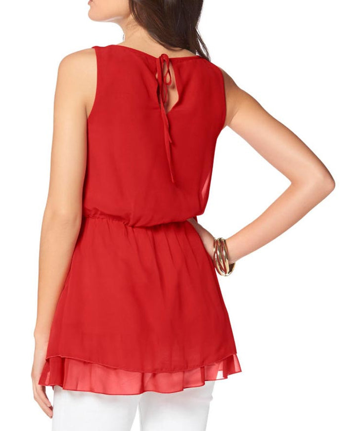 Vivance Collection Damen Chiffon-Blusentop, rot