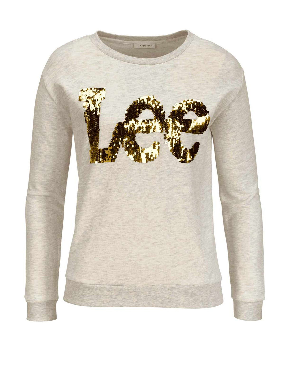 LEE Damen Marken-Sweatshirt mit Pailletten, ecru-melange