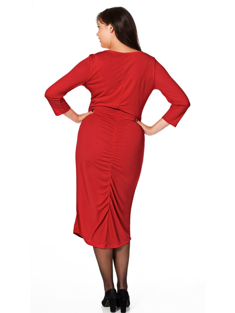 Anna Scholz Damen Designer-Kleid mit Raffungen rot