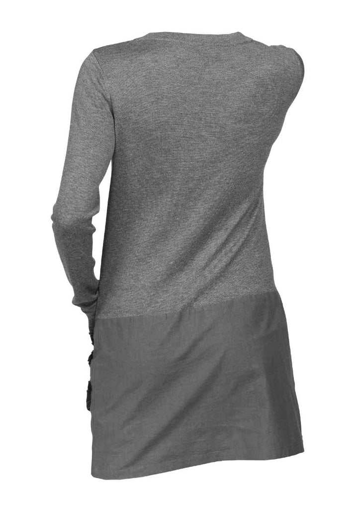 Vivance Collection Damen Patchpullover, grau