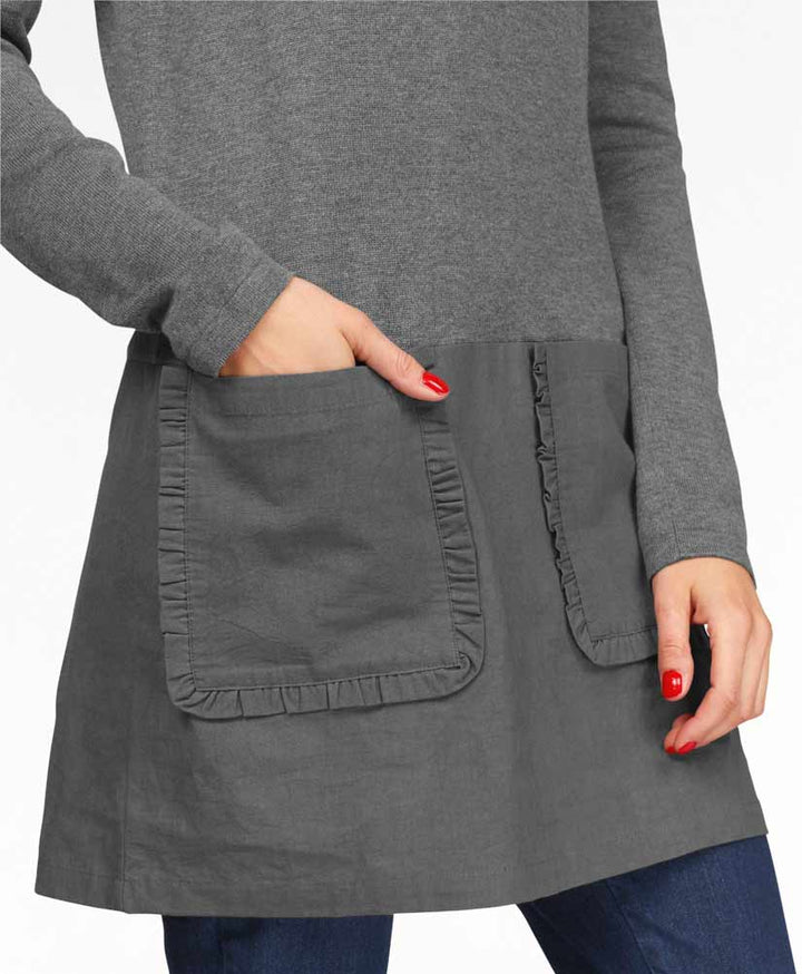 Vivance Collection Damen Patchpullover, grau