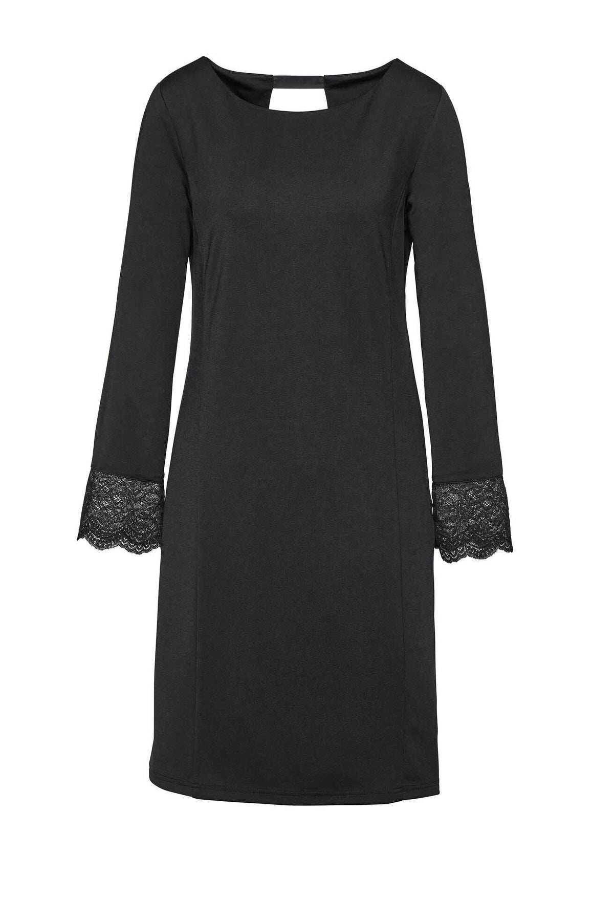 CRéATION L PREMIUM Damen Jerseykleid mit Spitze, schwarz