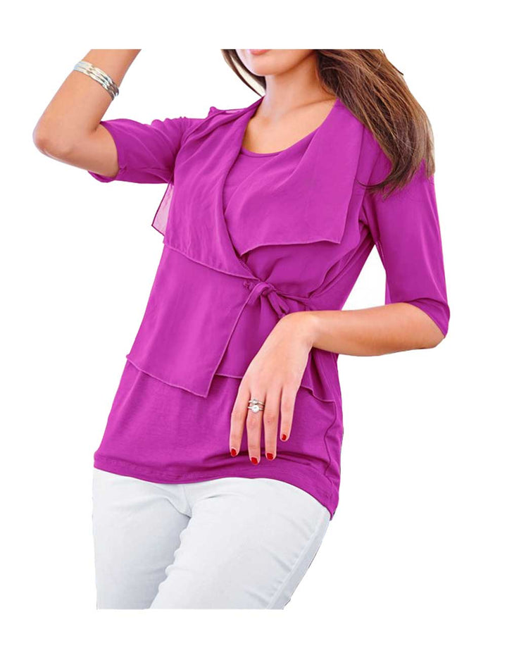 Vivance Collection Damen Shirt mit Chiffon, fuchsia