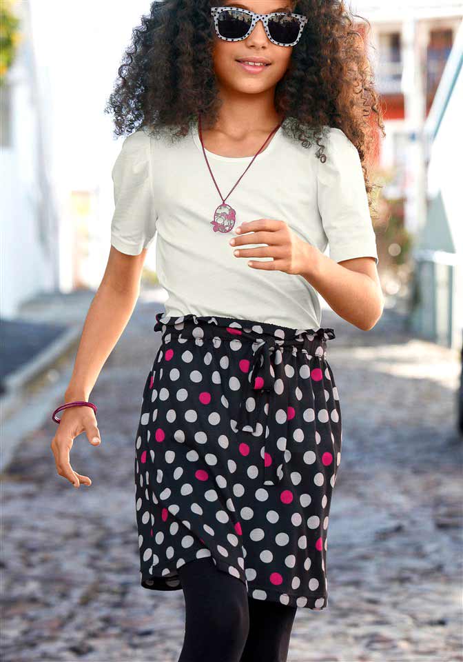 Cfl Damen Mädchen-Set: Shirt + Rock, ecru-bunt