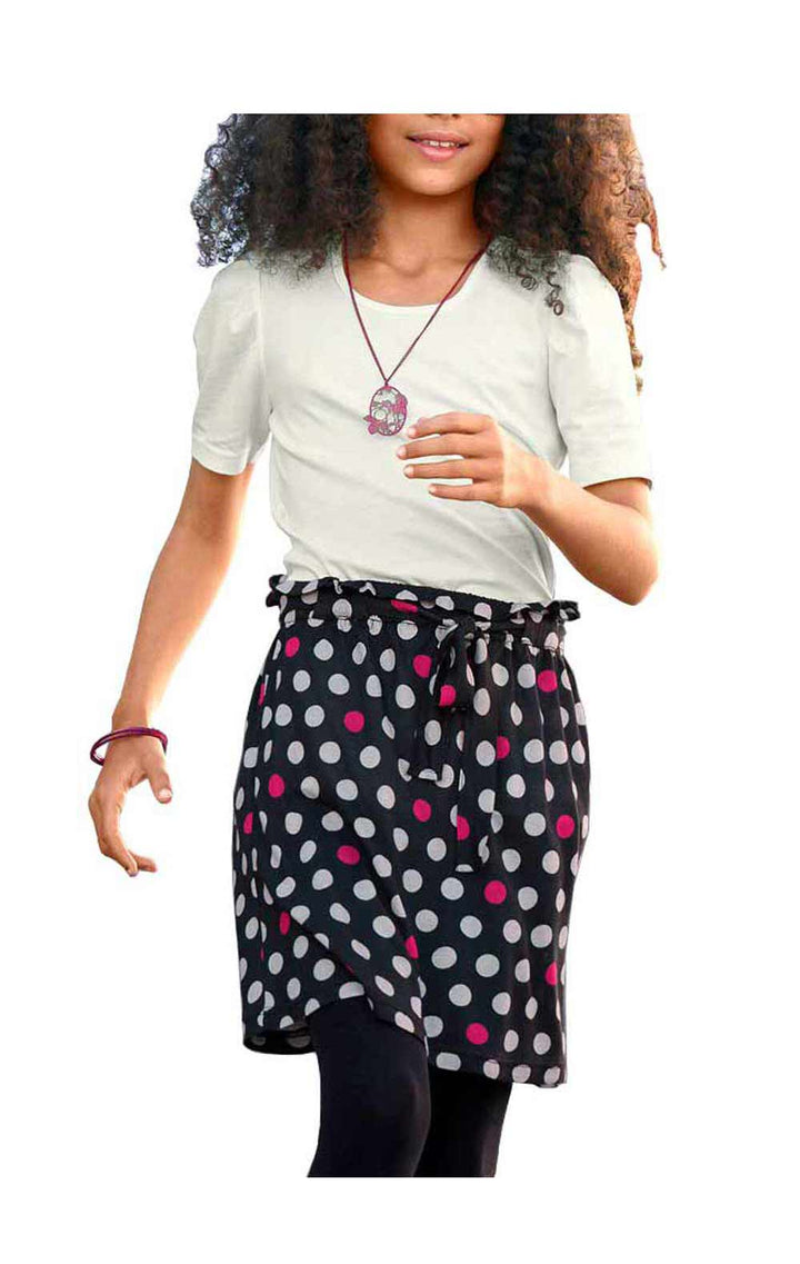 Cfl Damen Mädchen-Set: Shirt + Rock, ecru-bunt