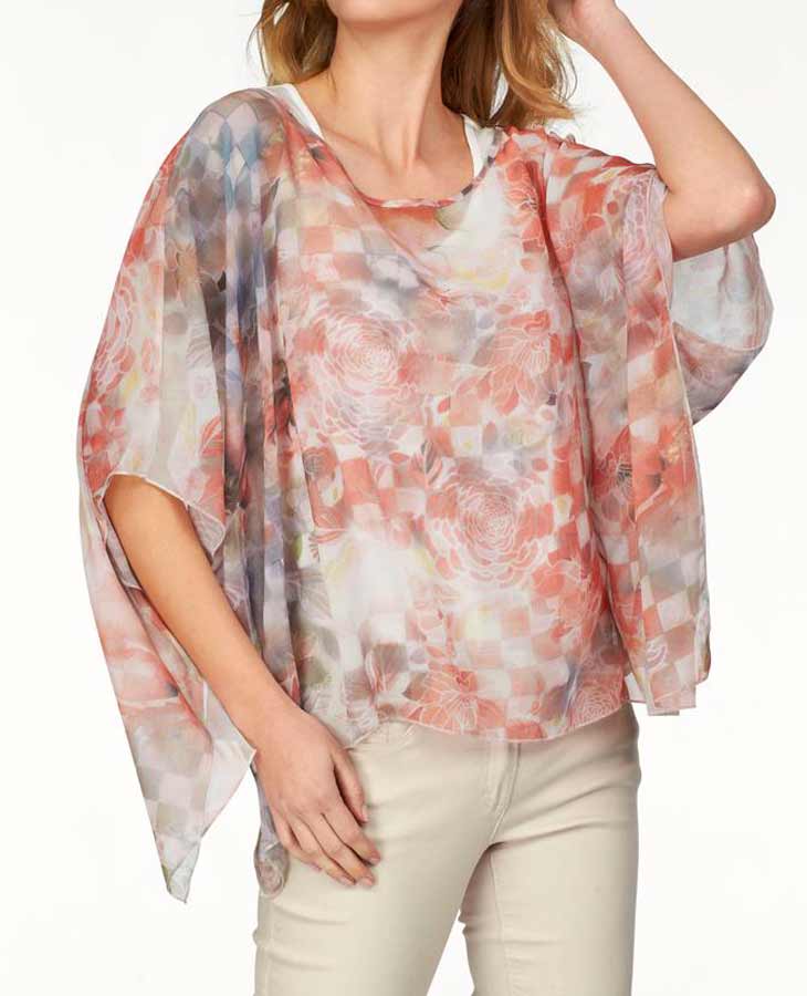 Corley Damen Chiffon-Blusenponcho, bunt