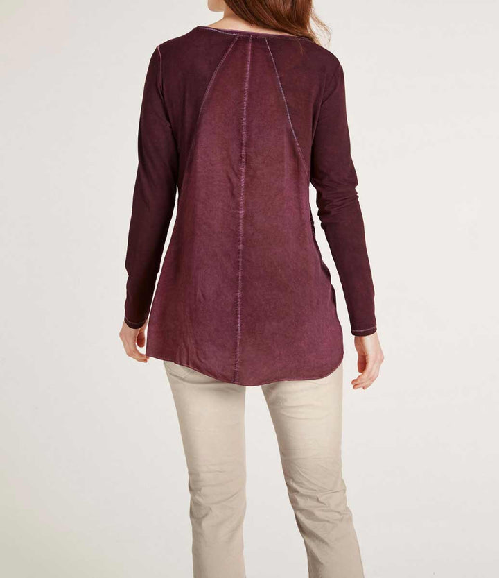 Heine Damen Shirt mit Spitze, bordeaux