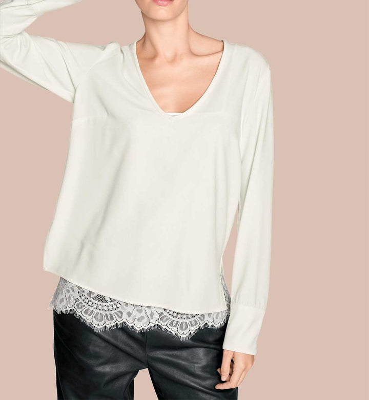Rick Cardona Damen Designer-2-in-1-Bluse, weiß