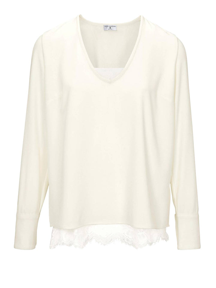 Rick Cardona Damen Designer-2-in-1-Bluse, weiß