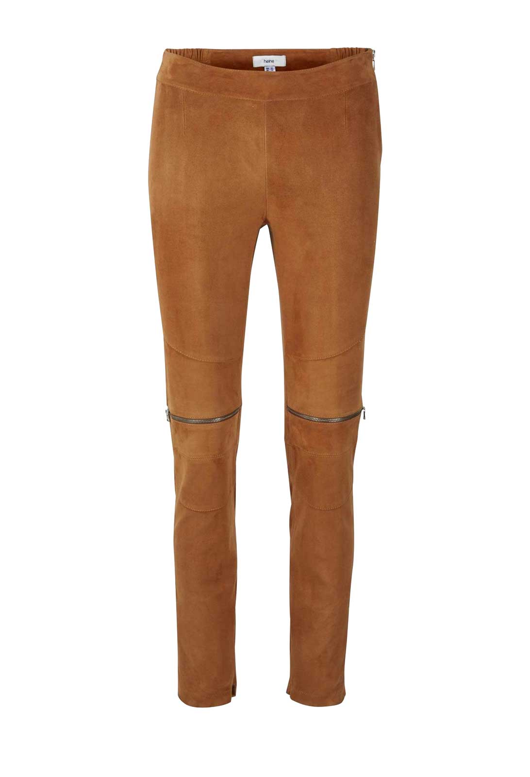 HEINE Damen Ziegenvelourslederhose mit Reißverschluss, terracotta