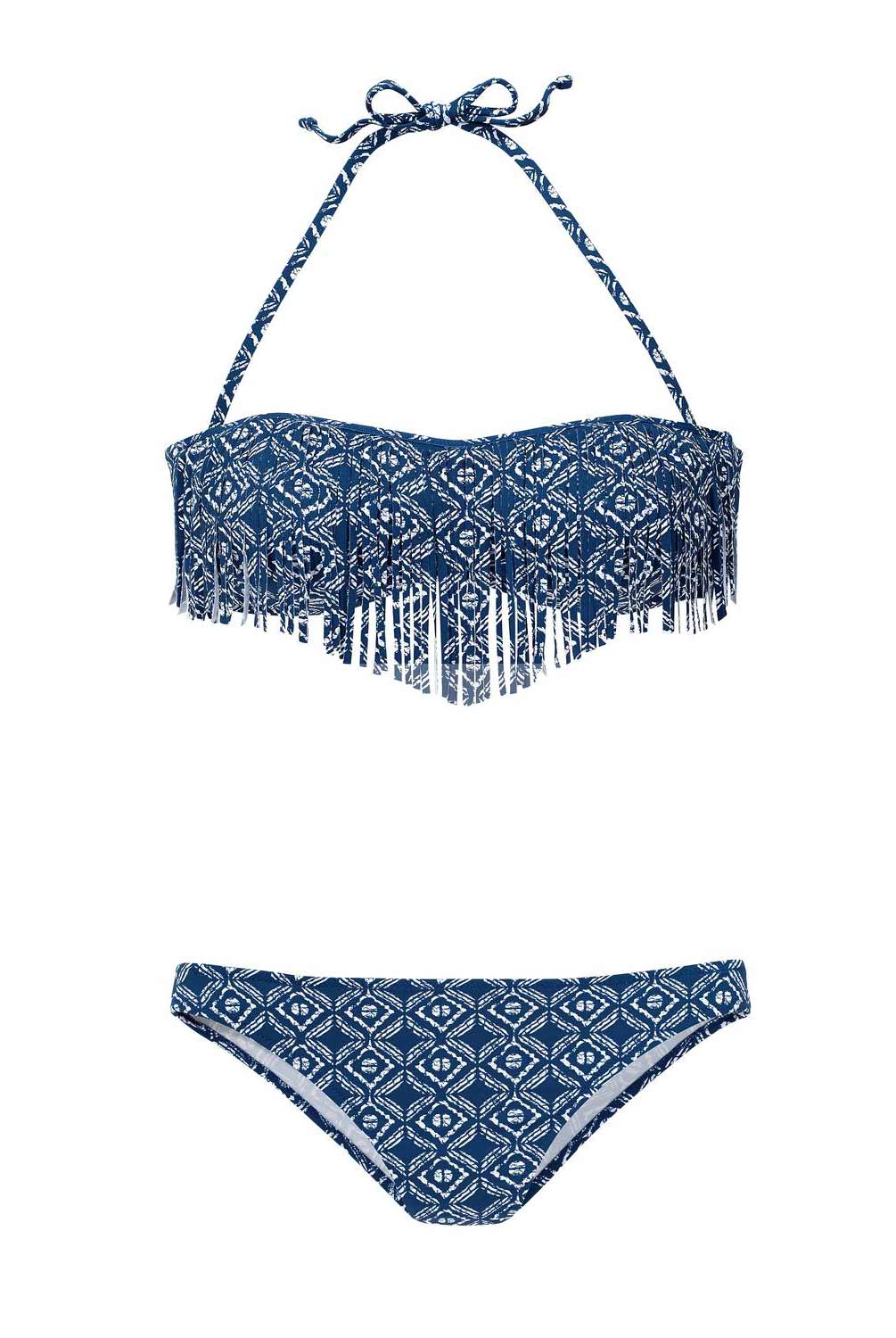 Venice Beach Damen Marken-Bandeau-Bikini, blau-weiß