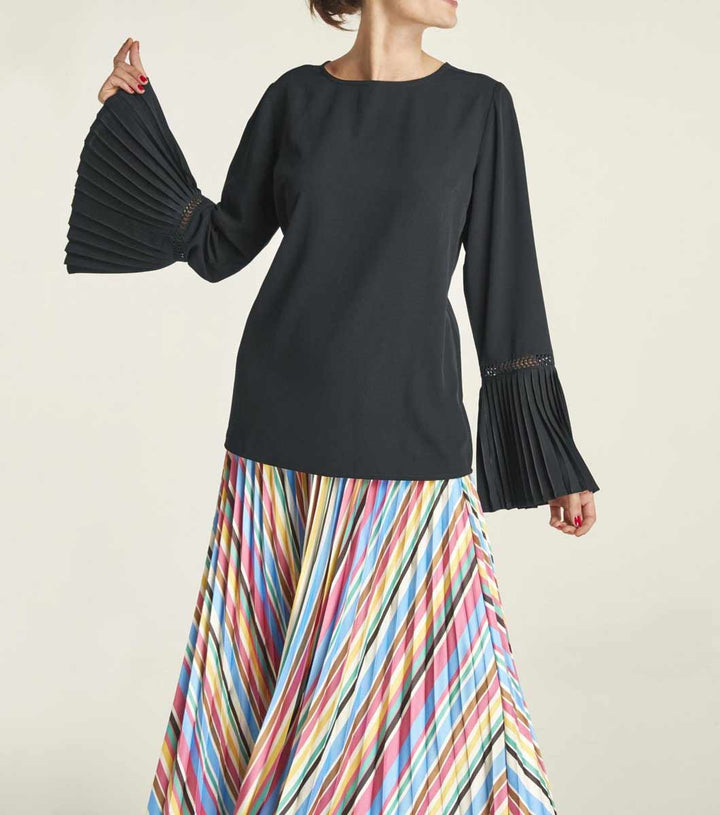 Heine Damen Bluse mit Volants, schwarz
