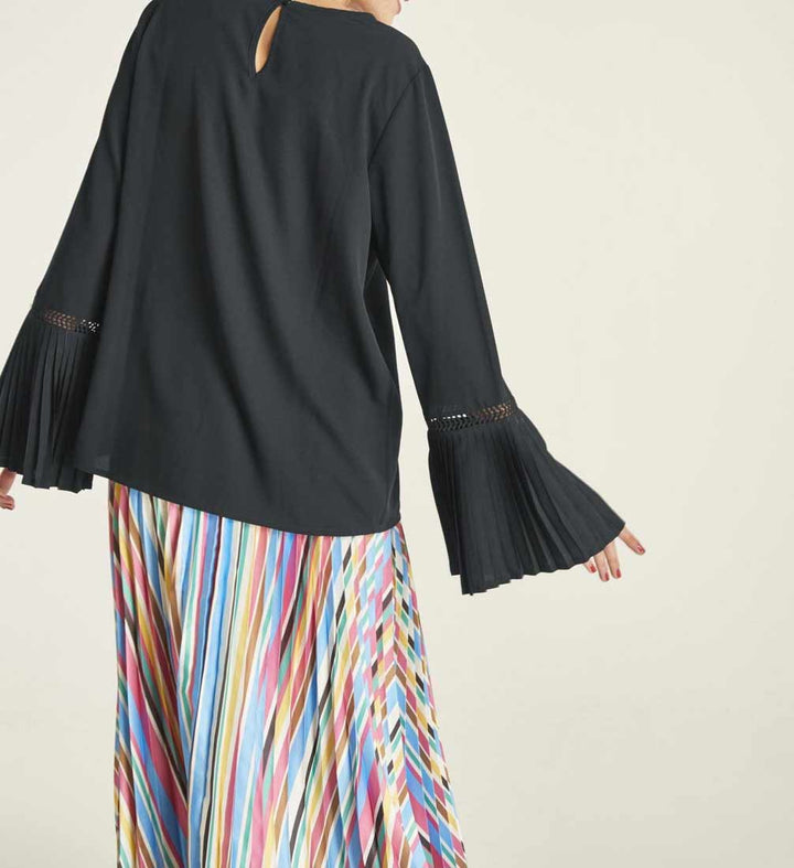 Heine Damen Bluse mit Volants, schwarz