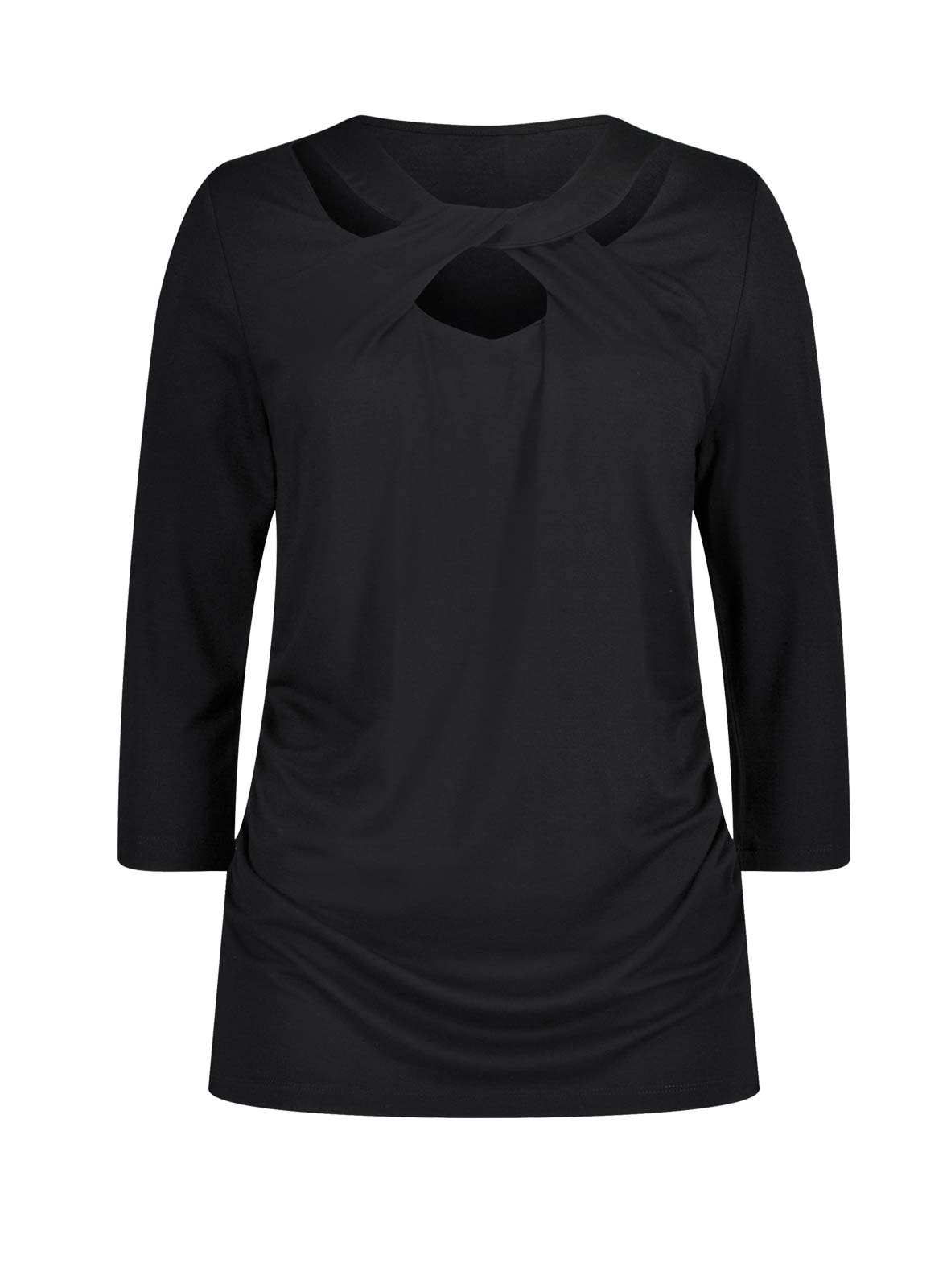 AMBRIA Damen Jerseyshirt mit Cut-Outs, schwarz