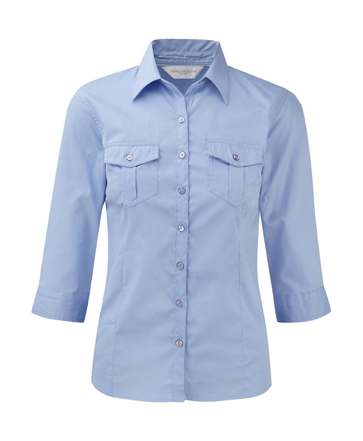 Russel Europe Ladies Roll 3/4 Sleeve Damen Langarm Bluse, Shirt