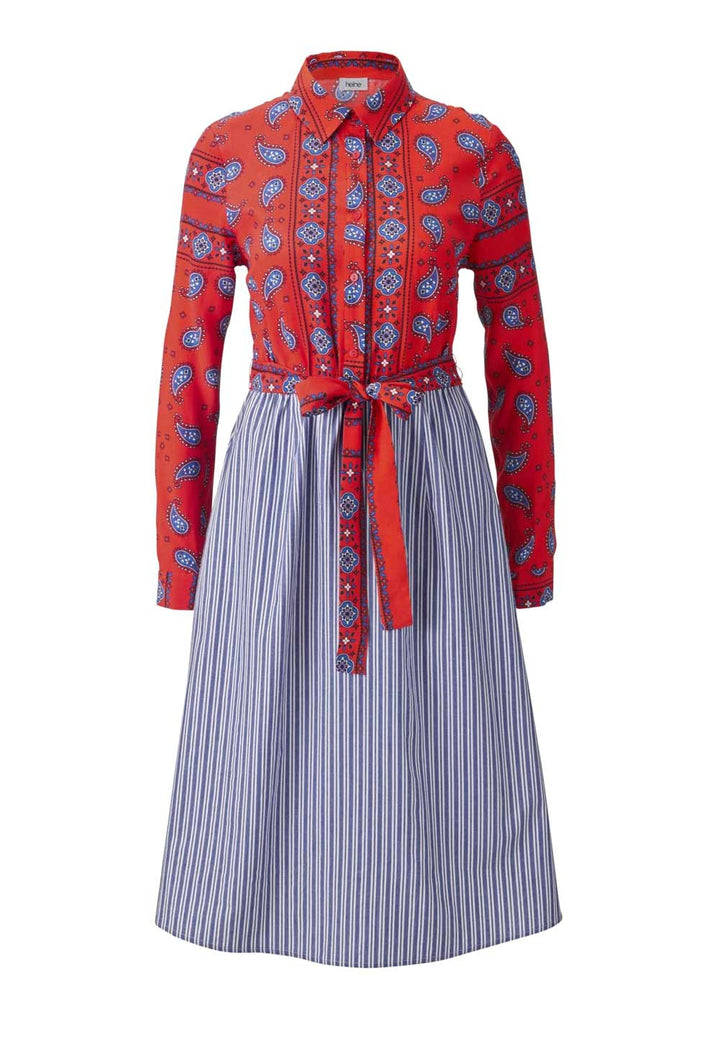 Heine Damen Druckkleid, rot-blau