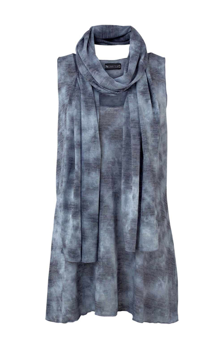 Laura Scott Damen Top + Schal, rauchblau