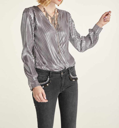 Heine Damen Blusenbody, silberfarben