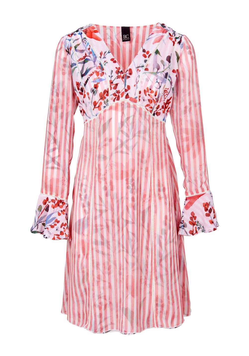 Heine - Best Connections Damen Chiffon-Wendekleid, rot-bunt