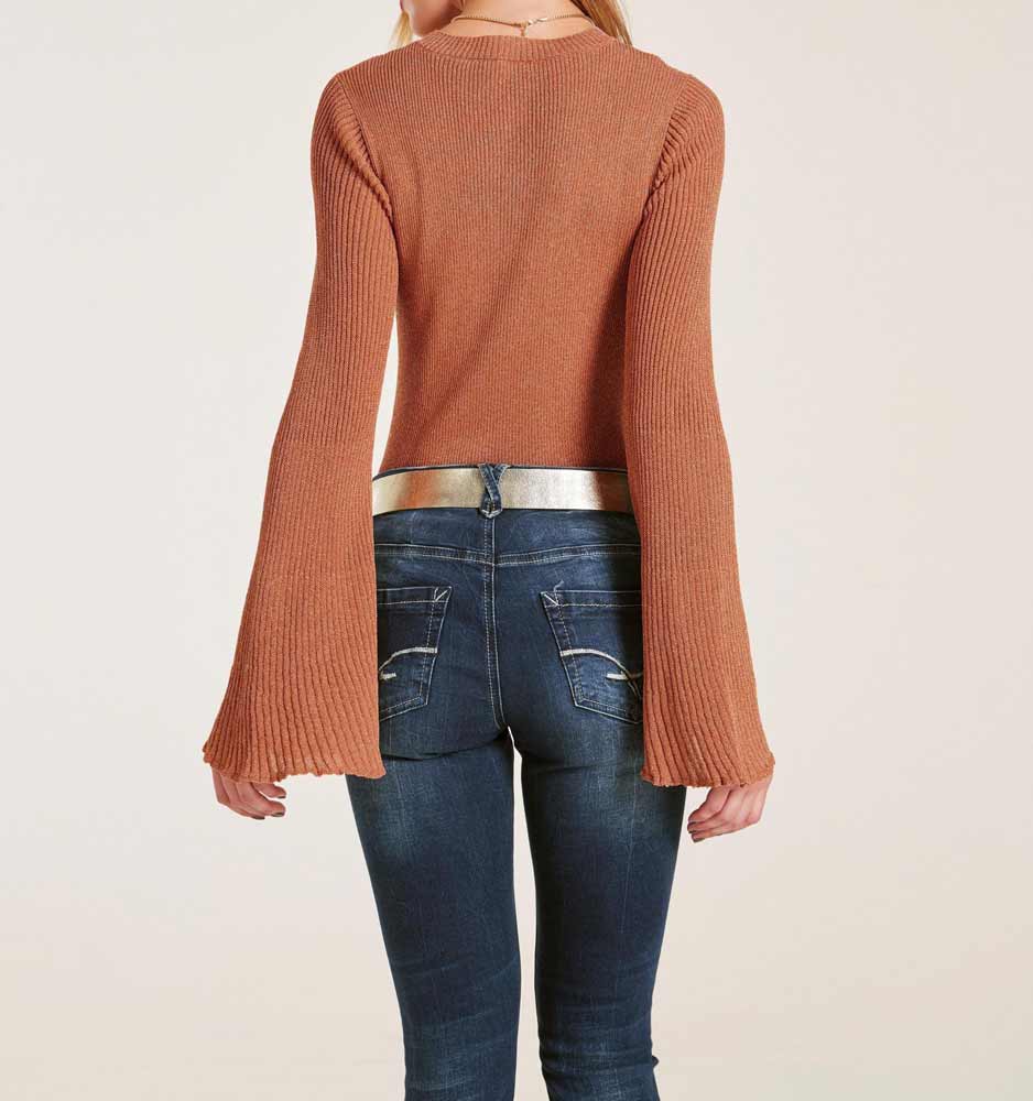 Heine Damen Rippenstrickpullover, rost-metallic