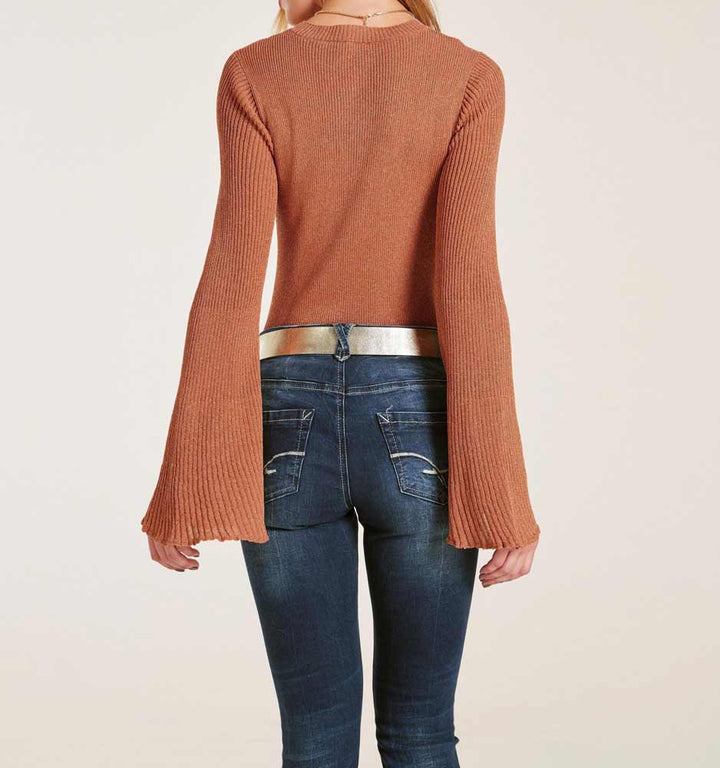 Heine Damen Rippenstrickpullover, rost-metallic