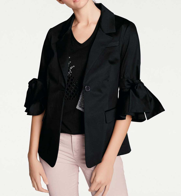 Rick Cardona Damen Designer-Blazer mit Schleifen, schwarz