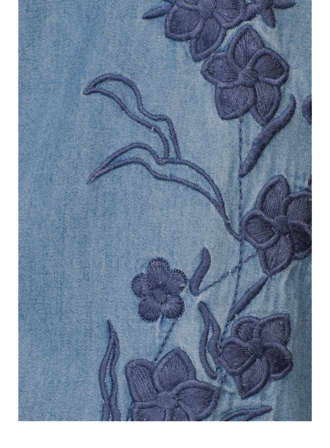 Laura Scott Damen Jeansbluse mit Stickerei, blau