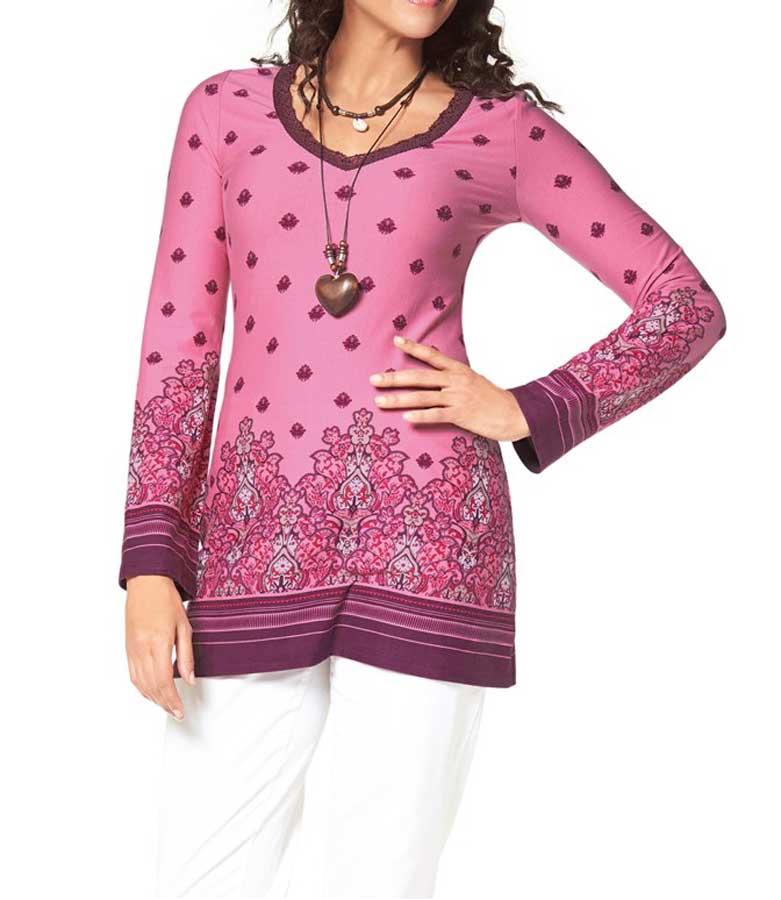 Boysens Damen Tunika mit Spitze, rosa-cyclam