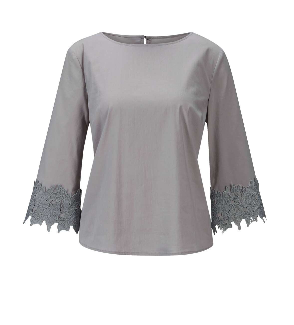 CRéATION L Damen Bluse mit Spitze, grau