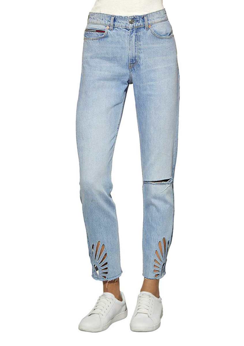 Tommy Jeans Damen Marken-Jeans mit Cut-Outs, blau, 32 inch