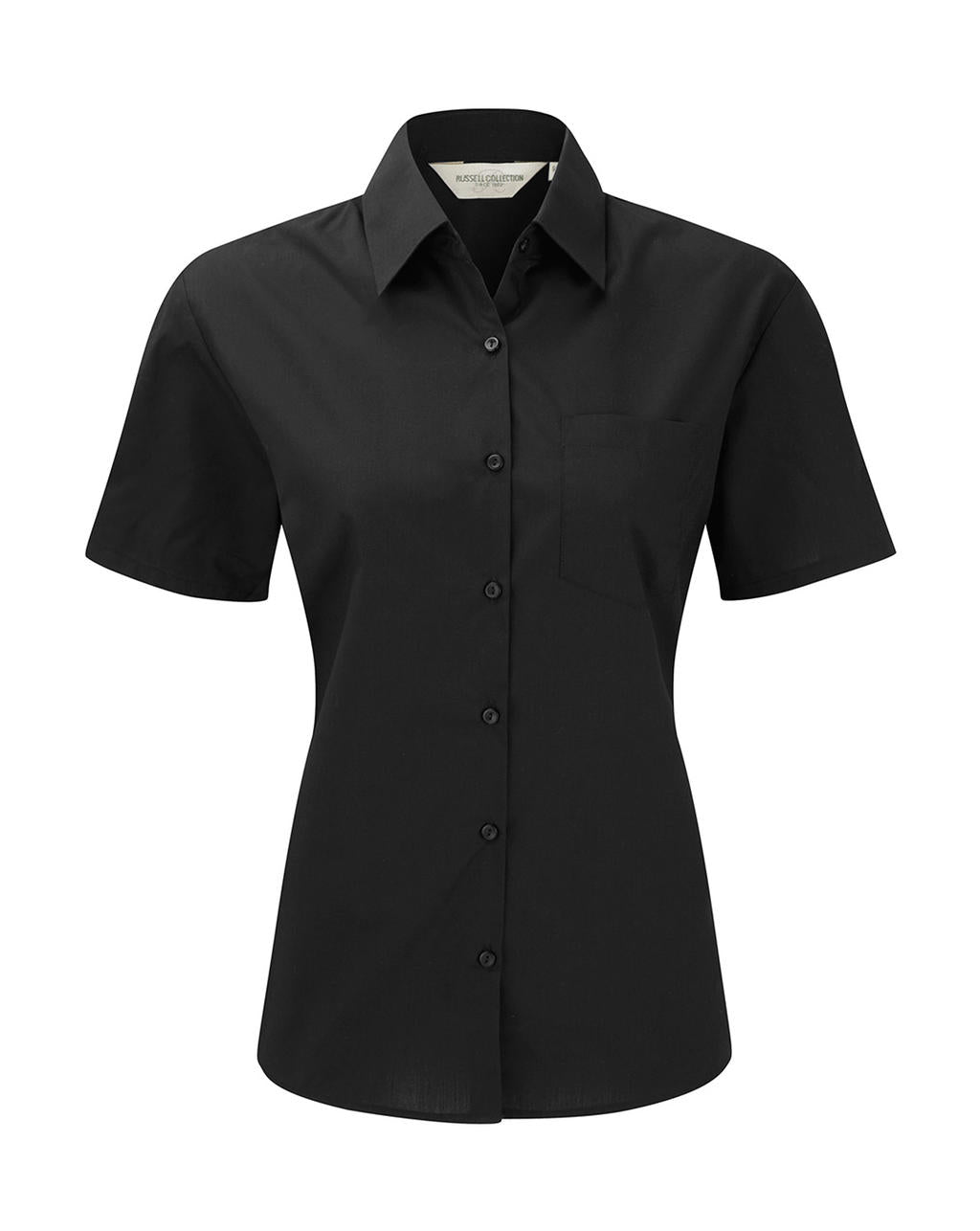 Russel Europe Damen Popelin Kurzarm Bluse