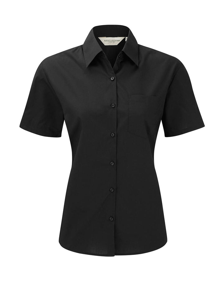 Russel Europe Damen Popelin Kurzarm Bluse