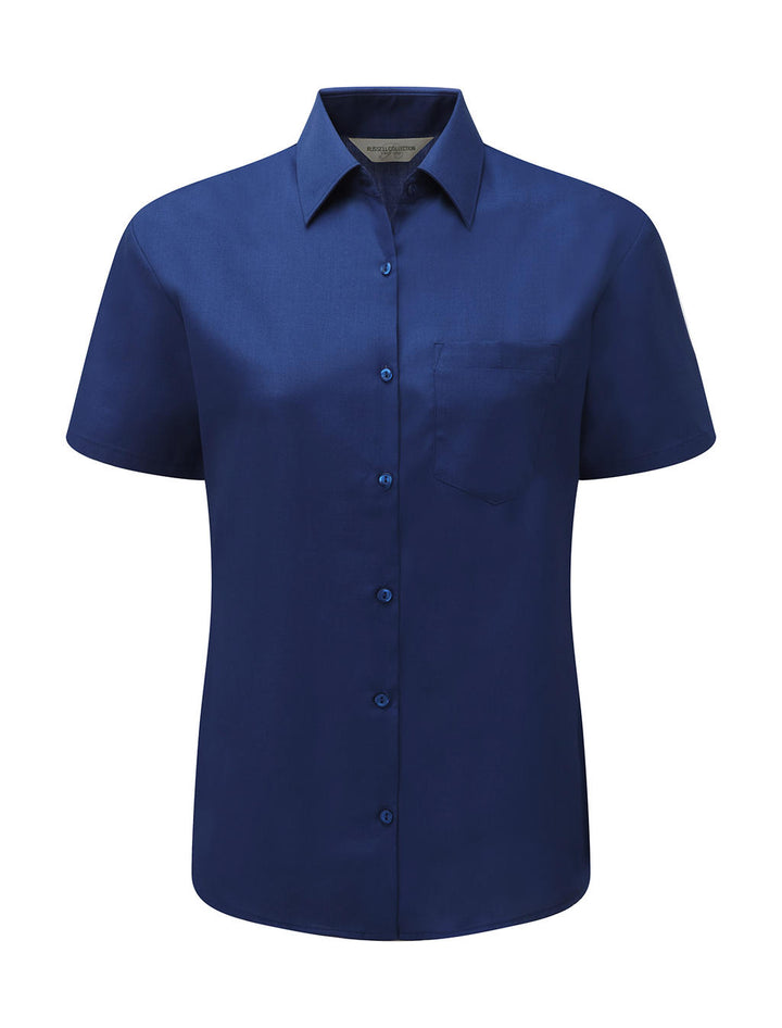 Russel Europe Damen Popelin Kurzarm Bluse