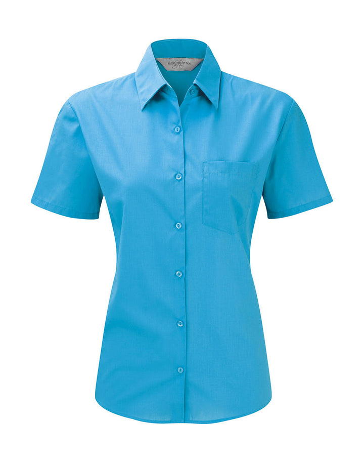 Russel Europe Damen Popelin Kurzarm Bluse