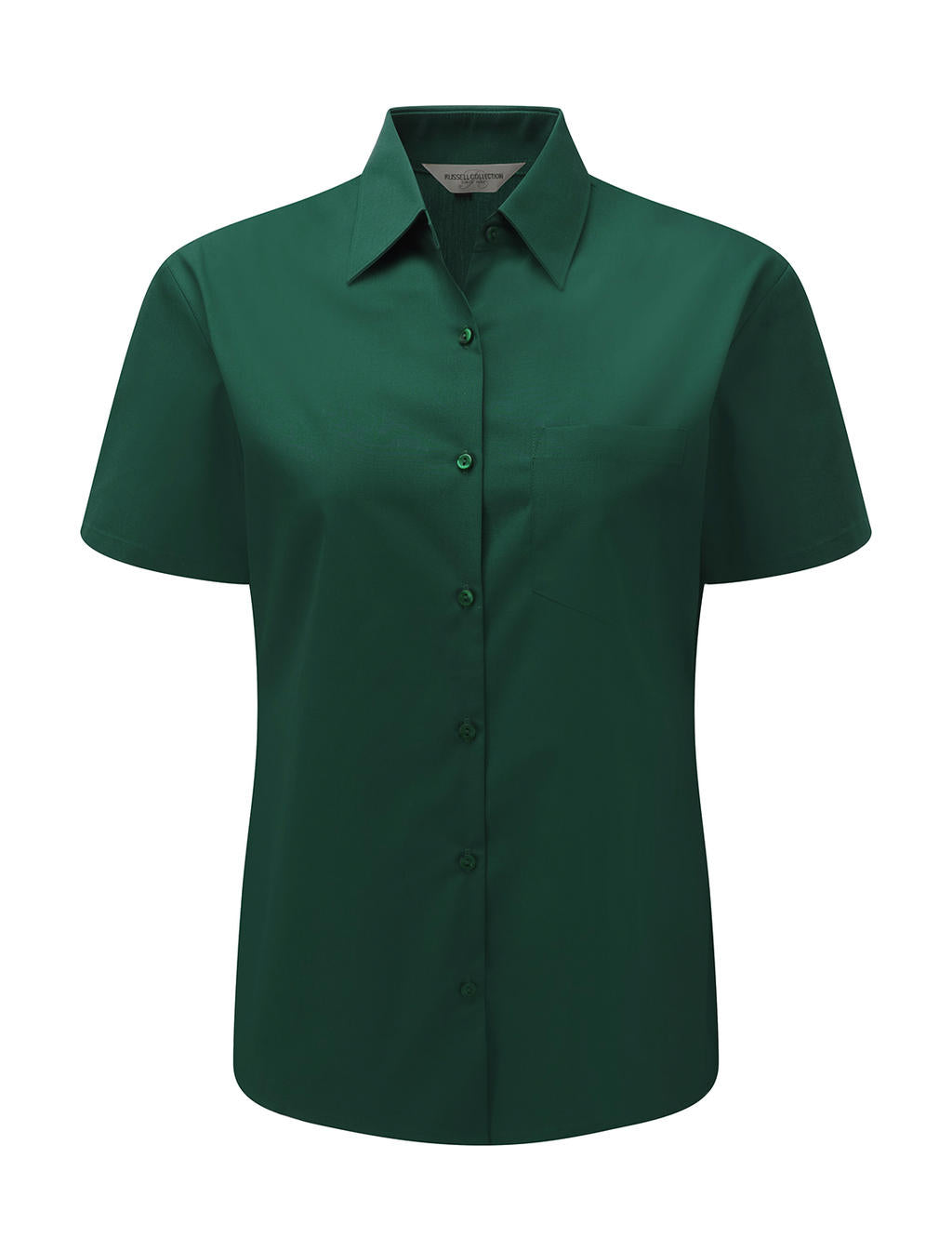 Russel Europe Damen Popelin Kurzarm Bluse