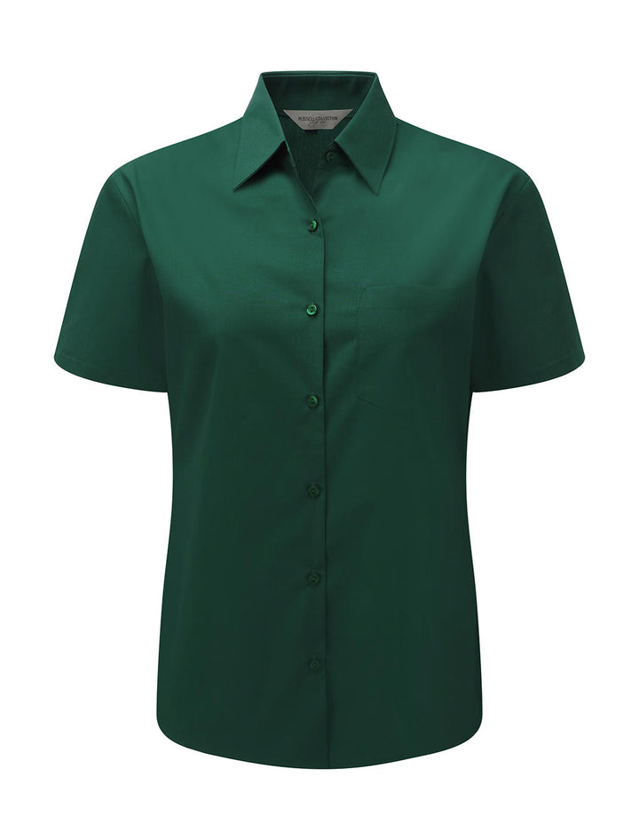 Russel Europe Damen Popelin Kurzarm Bluse