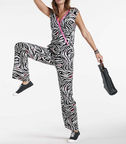 Heine Damen Jersey-Overall, schwarz-weiß