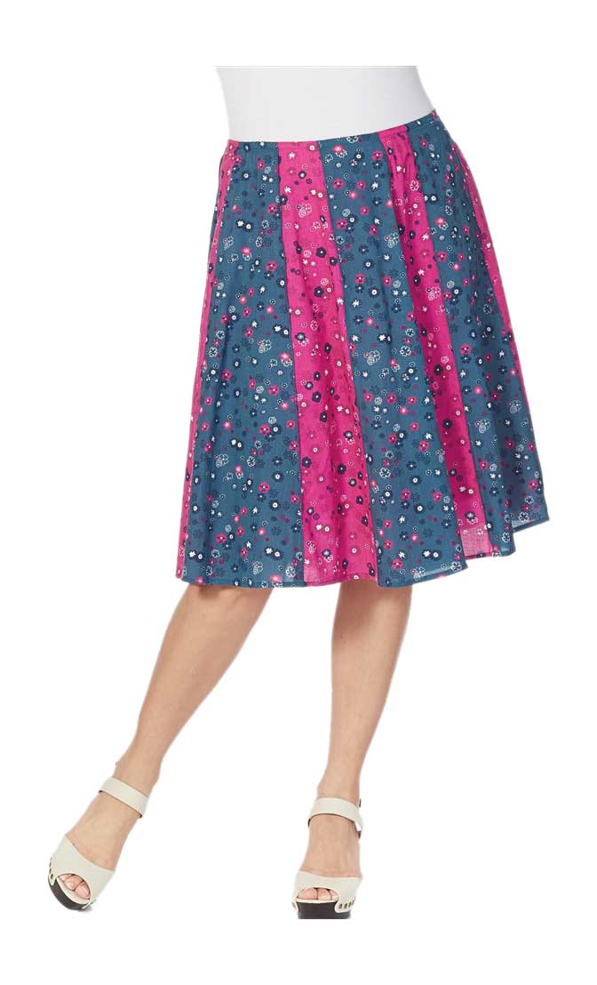 Joe Browns Damen Druckrock, pink-rauchblau