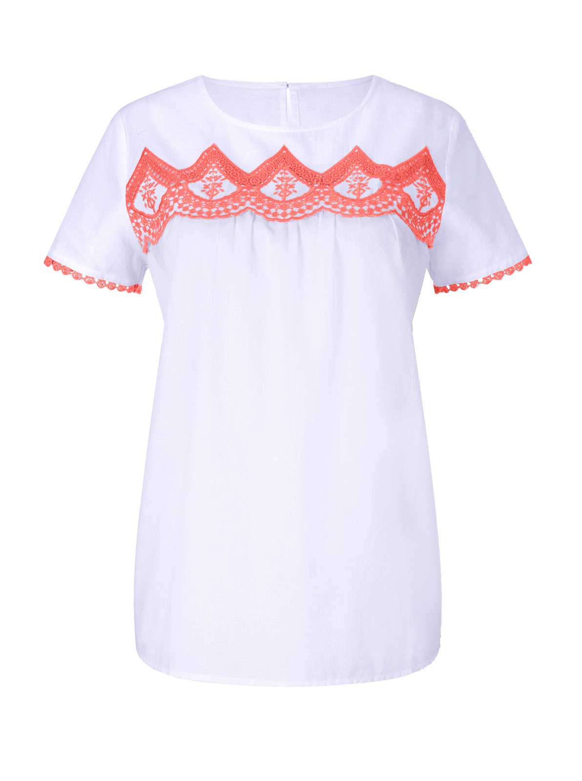 CRéATION L Damen Bluse mit Stickerei, weiß-melone