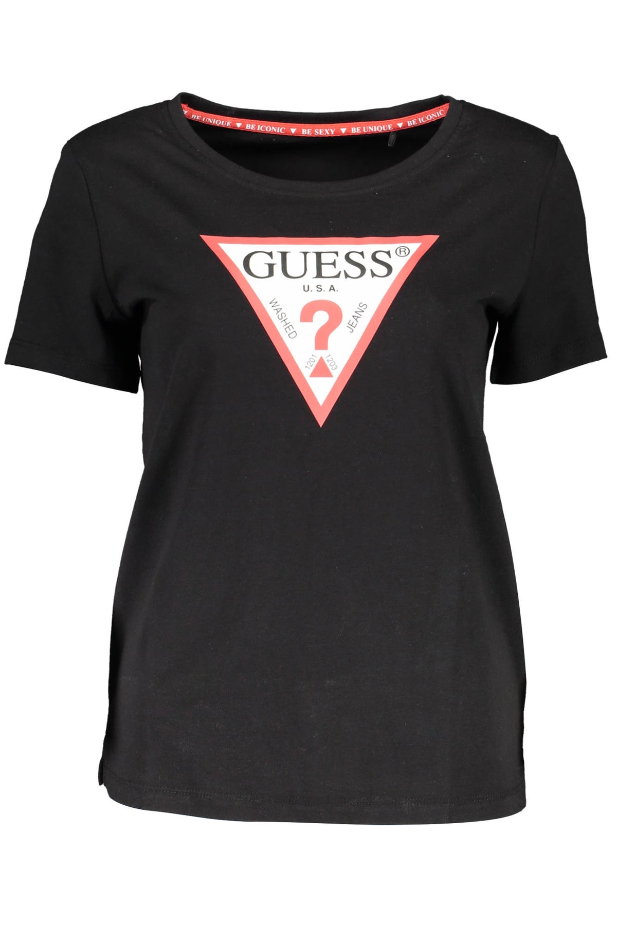 GUESS JEANS Damen T-Shirt Shirt Sweatshirt Oberteil mit Rundhalsausschnitt, kurzärmlig