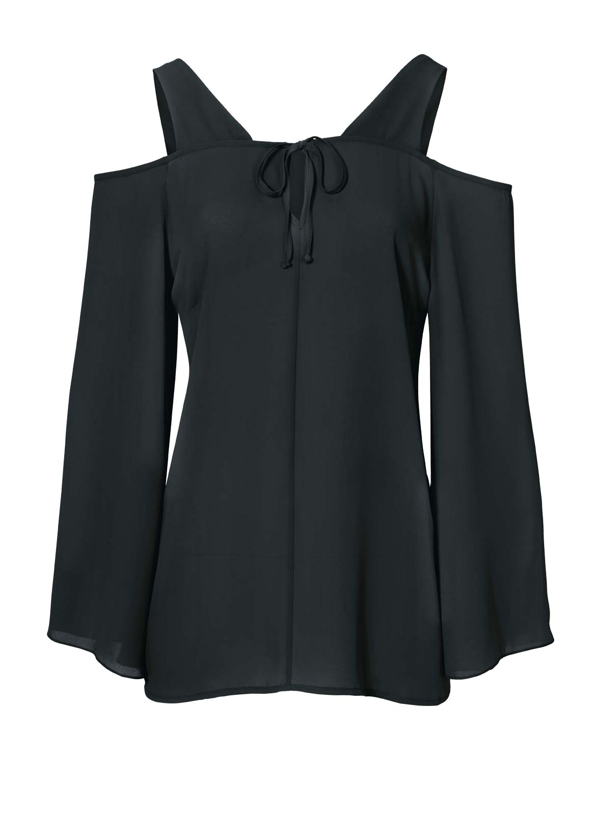 CRéATION L Damen Bluse mit Cut-Outs, schwarz